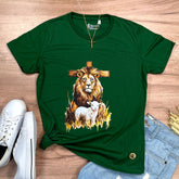 Camiseta Feminina Verde Cruz Leão E Cordeiro