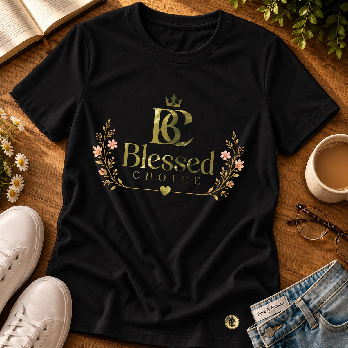 Camiseta Feminina Preta Blessed Choice