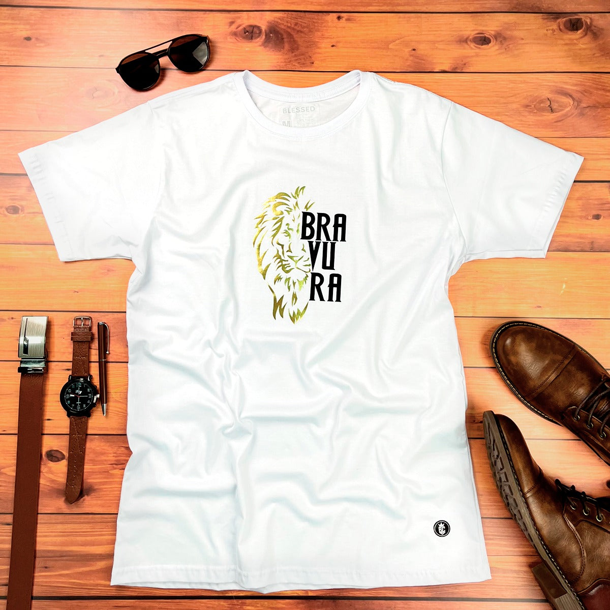 Camiseta Masculina Branca Bravura