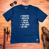 Camiseta Masculina Azul + Perdão - Rancor