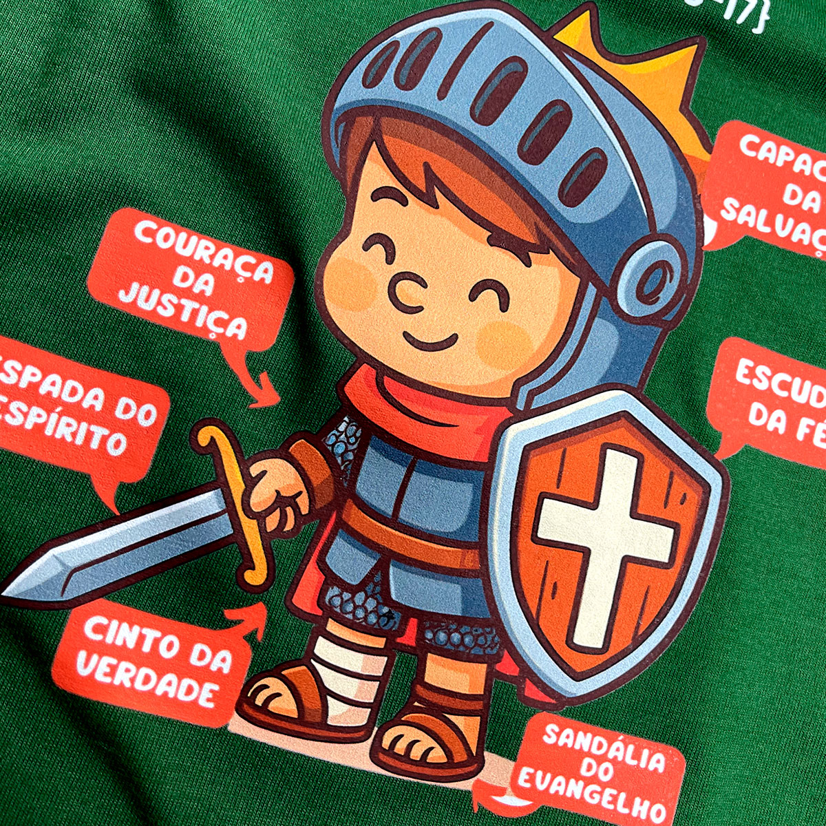 T-Shirt Infantil Verde Armadura De Deus