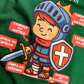 T-Shirt Infantil Verde Armadura De Deus