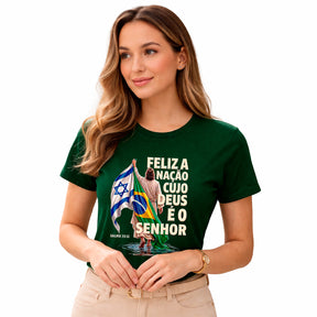 Camiseta Feminina Verde Brasil Feliz é a Nação