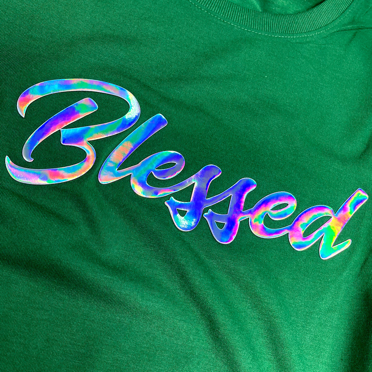 Camiseta Feminina Verde Blessed Holográfico
