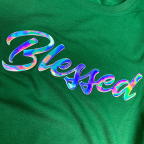 Camiseta Feminina Verde Blessed Holográfico