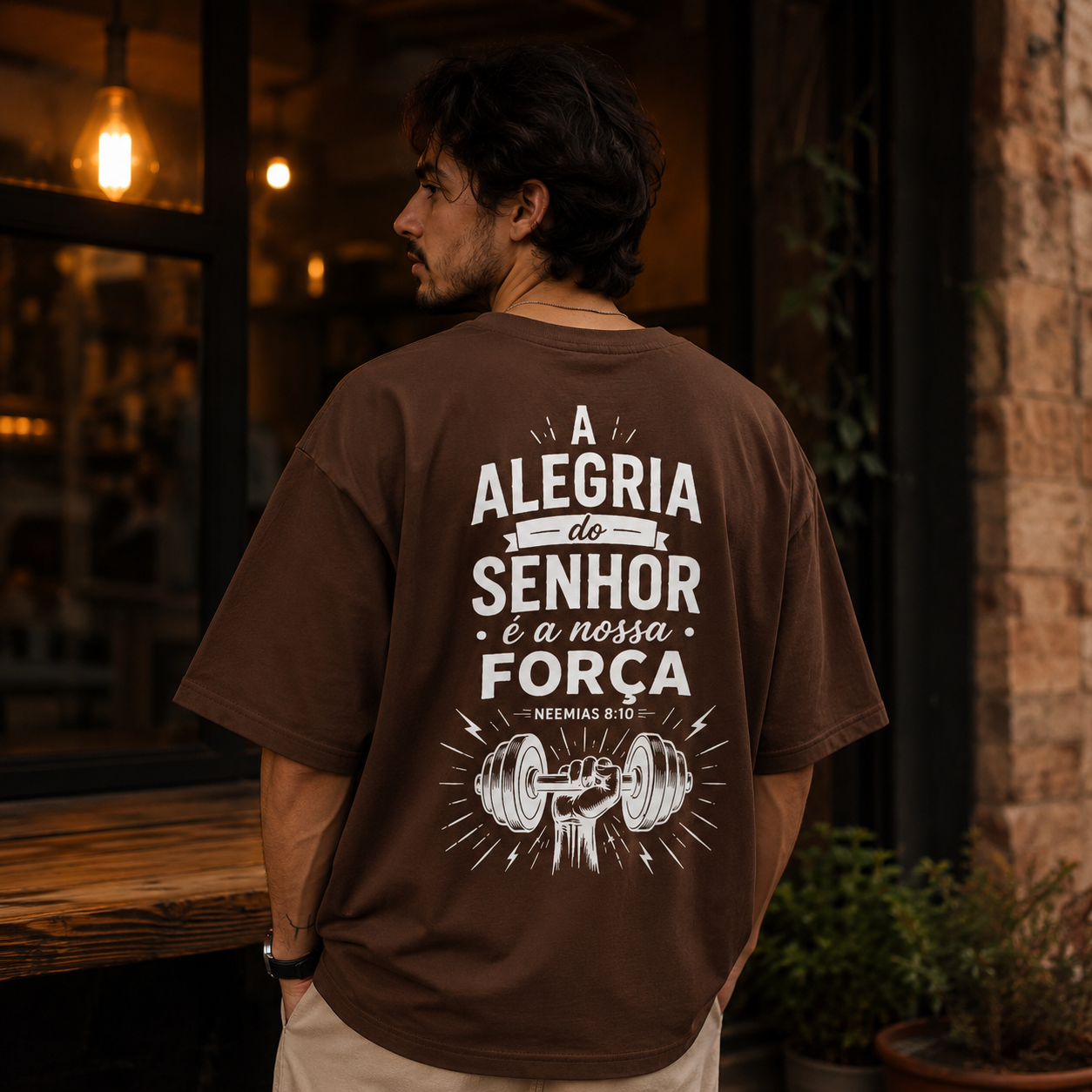 Oversized Marrom  Alegria do Senhor