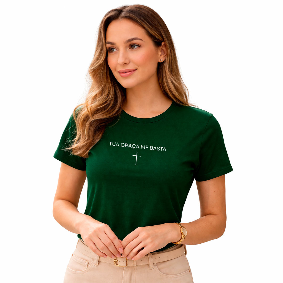 Camiseta Feminina  Verde Tua Graça Me Basta