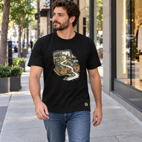 Camiseta Masculina Preta O Pai corre ao encontro