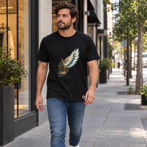 Camiseta Masculina Preta Cristo me fez livre