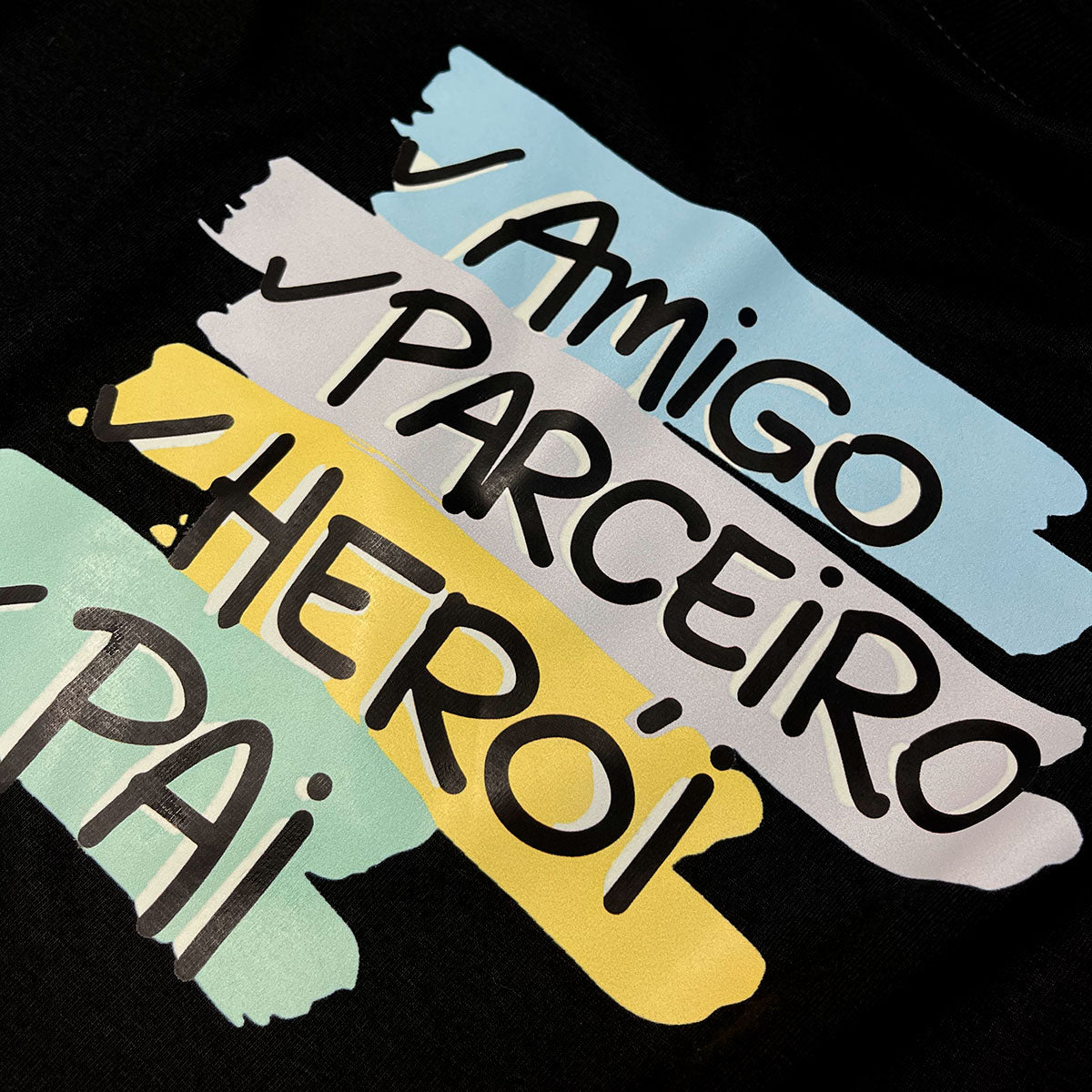 Camiseta Masculina Preta Amigo Parceiro Herói Pai