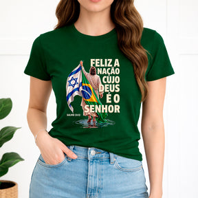 Camiseta Feminina Verde Brasil Feliz é a Nação