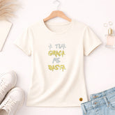 Camiseta Feminina Off White A Tua Graça Me Basta  Aplique