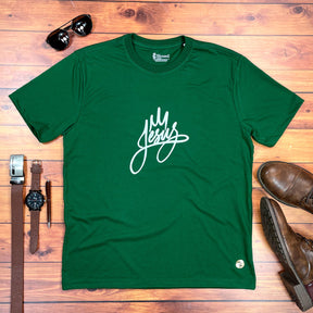 Camiseta Masculina Verde Jesus Coroa