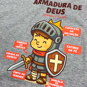 T-Shirt Infantil Cinza Armadura De Deus