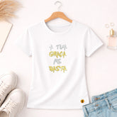 Camiseta Feminina Branca A Tua Graça Me Basta  Aplique