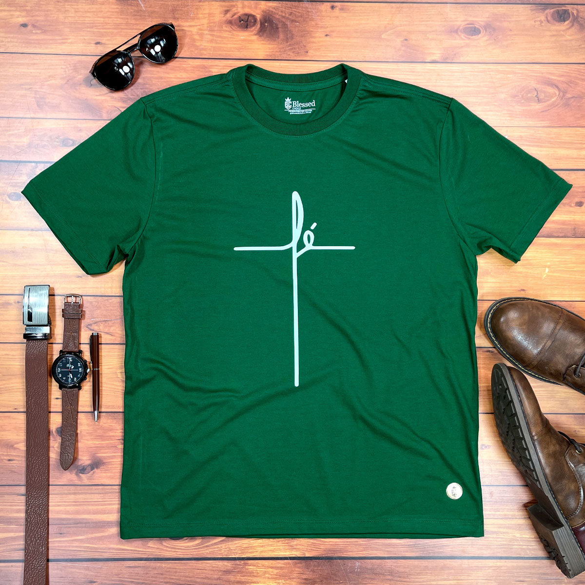 Camiseta Masculina Verde Fé