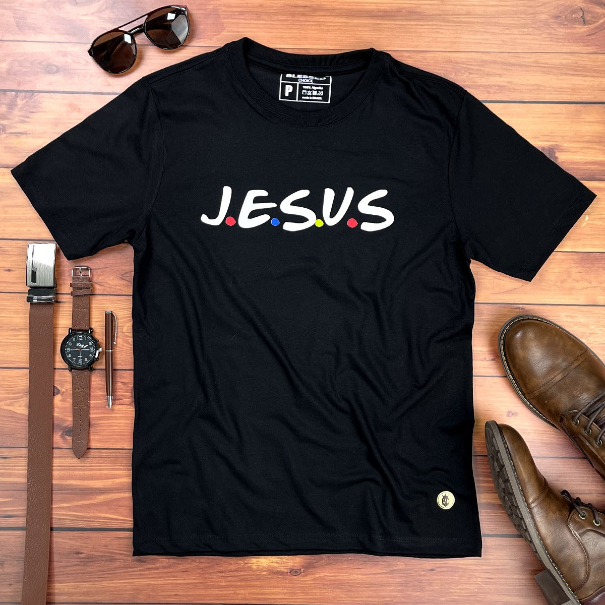 Camiseta Masculina Preta J.E.S.U.S