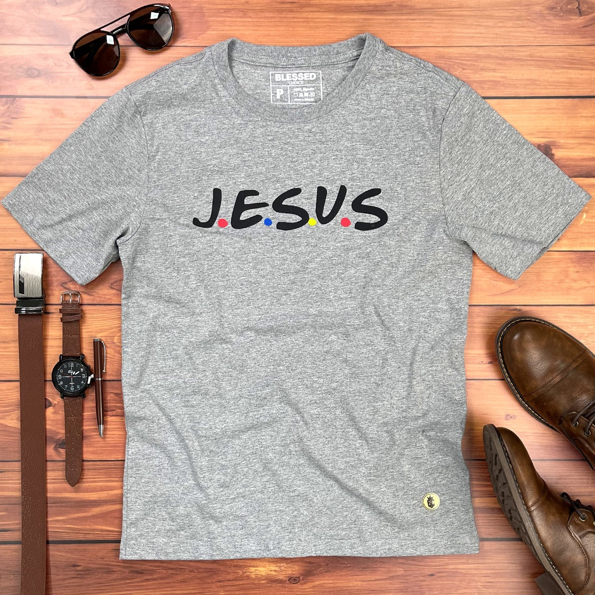 Camiseta Masculina Cinza J.E.S.U.S