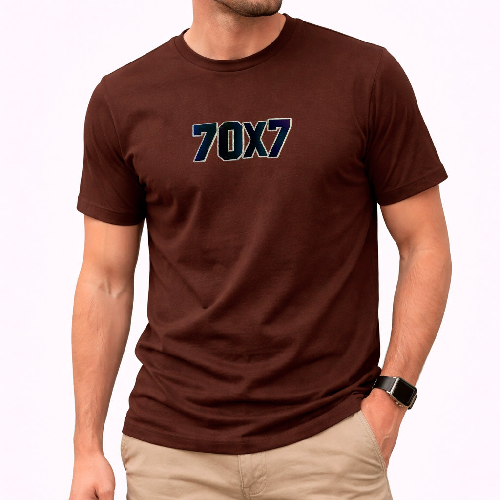 Camiseta Masculina Marrom 70x7 Aplique