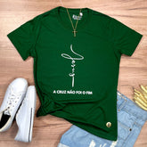 Camiseta Feminina Verde Jesus A Cruz Não Foi O Fim
