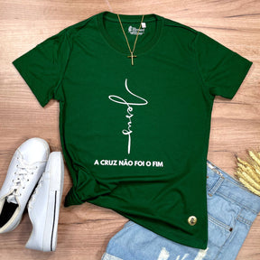 Camiseta Feminina Verde Jesus A Cruz Não Foi O Fim