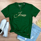 Camiseta Feminina Verde Jesus Dourado