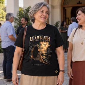 Camiseta Feminina Preta Eu Navegarei