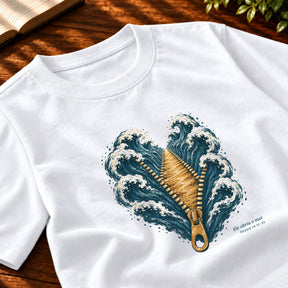 Camiseta Masculina Branca Ele abriu o mar