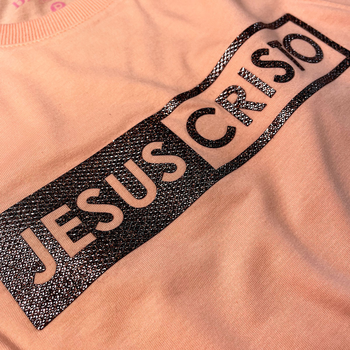 Camiseta Feminina Salmão Jesus Cristo Glitter