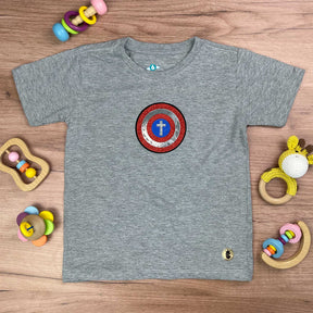 T-Shirt Infantil Cinza Escudo Cruz