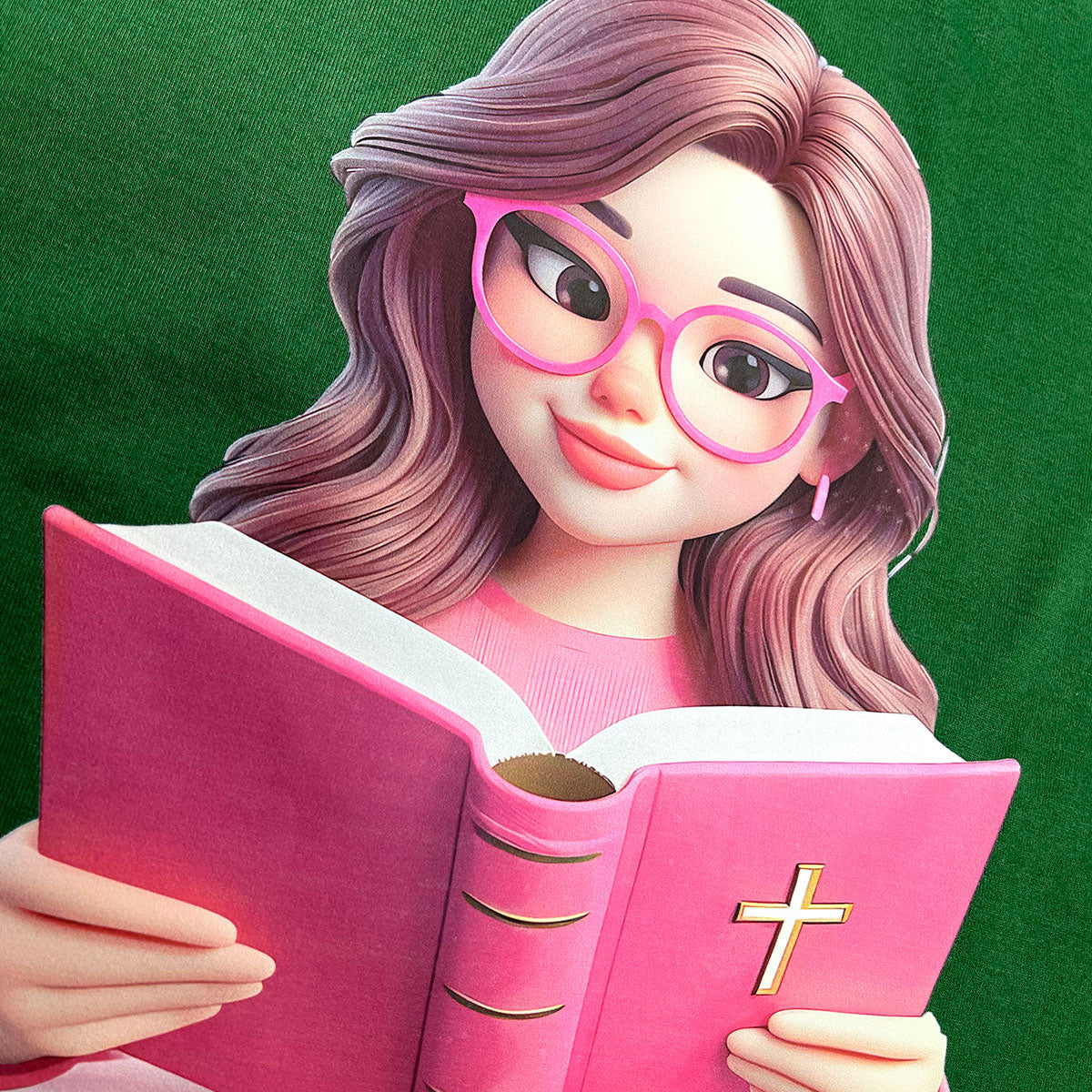 T-Shirt Infantil Verde Garota Bíblia