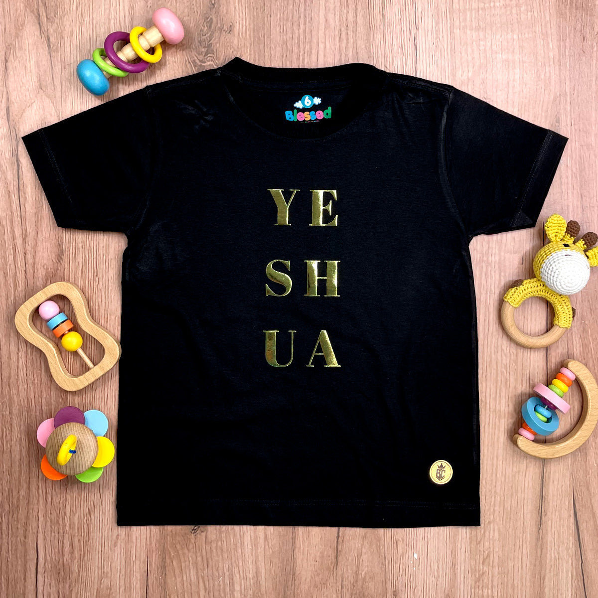 T-Shirt Infantil Preta Yeshua Camaleão