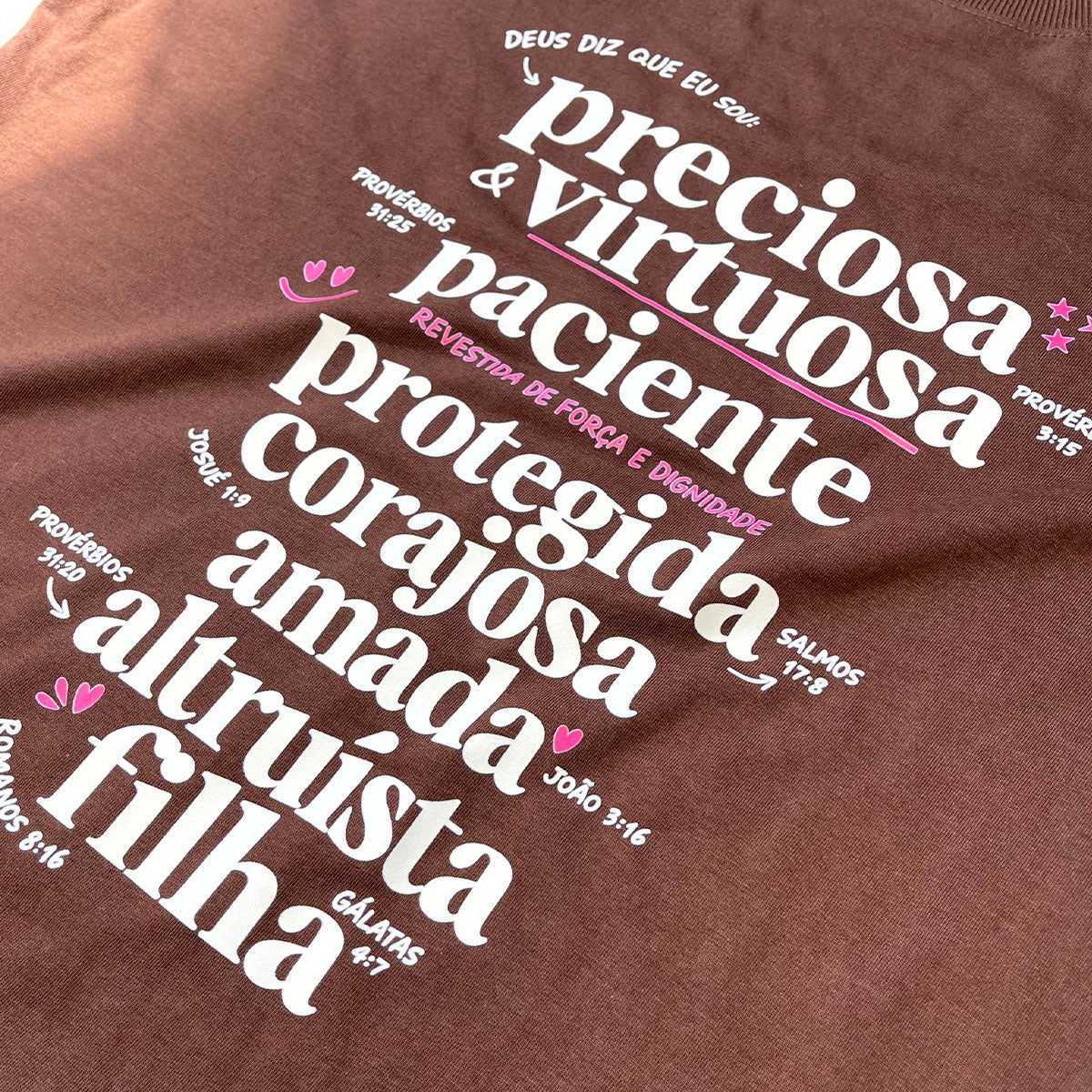Camiseta Feminina Marrom Preciosa & Virtuosa