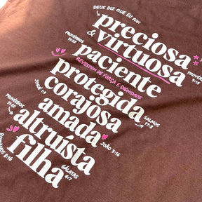 Camiseta Feminina Marrom Preciosa & Virtuosa