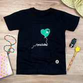 T-Shirt Infantil Preta Coração Conectados