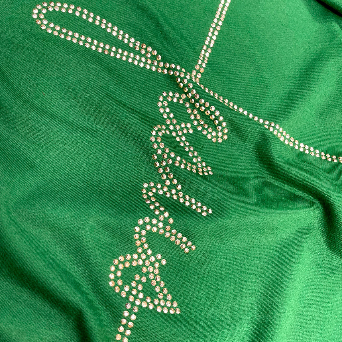 Camiseta Feminina Verde Jesus Strass