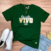 Camiseta Feminina Verde Cristo Vivo Está