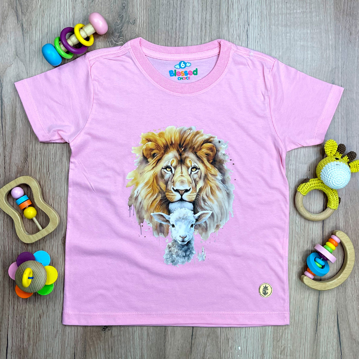 T-Shirt Infantil Rosa Leão E Cordeiro