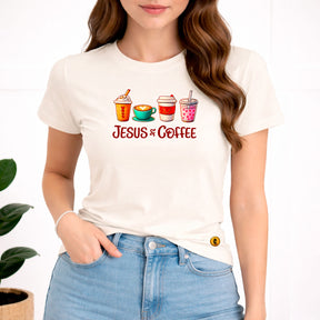 Camiseta Feminina Off White Jesus & Coffee