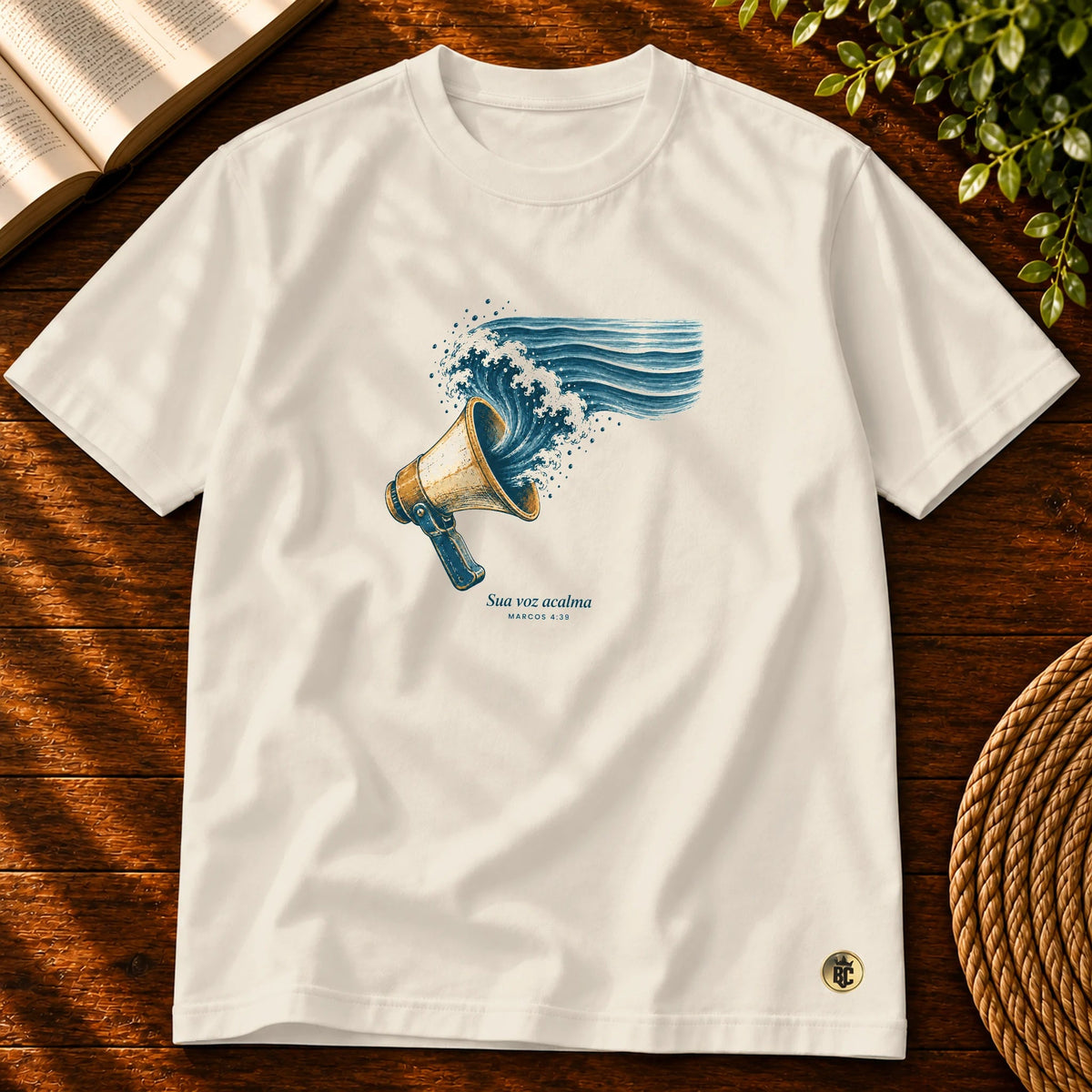 Camiseta Masculina Off White Sua voz acalma