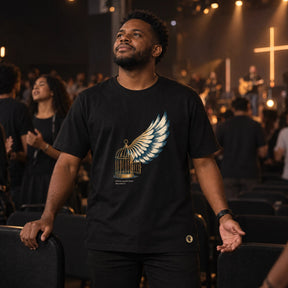 Camiseta Masculina Preta Cristo me fez livre