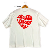 Oversized Off White Full Coração Jesus Loves You