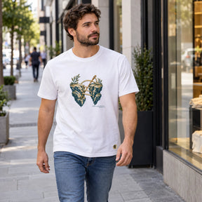 Camiseta Masculina Branca Felizes os pacificadores