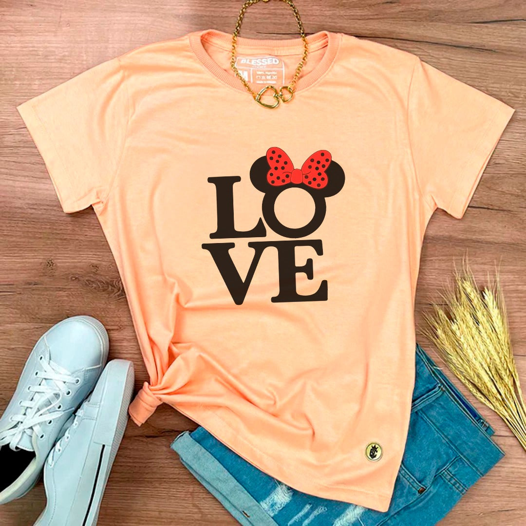 Camiseta Feminina Salmão Love Minnie