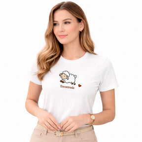 Camiseta Feminina Branca  Encontrada Ovelha