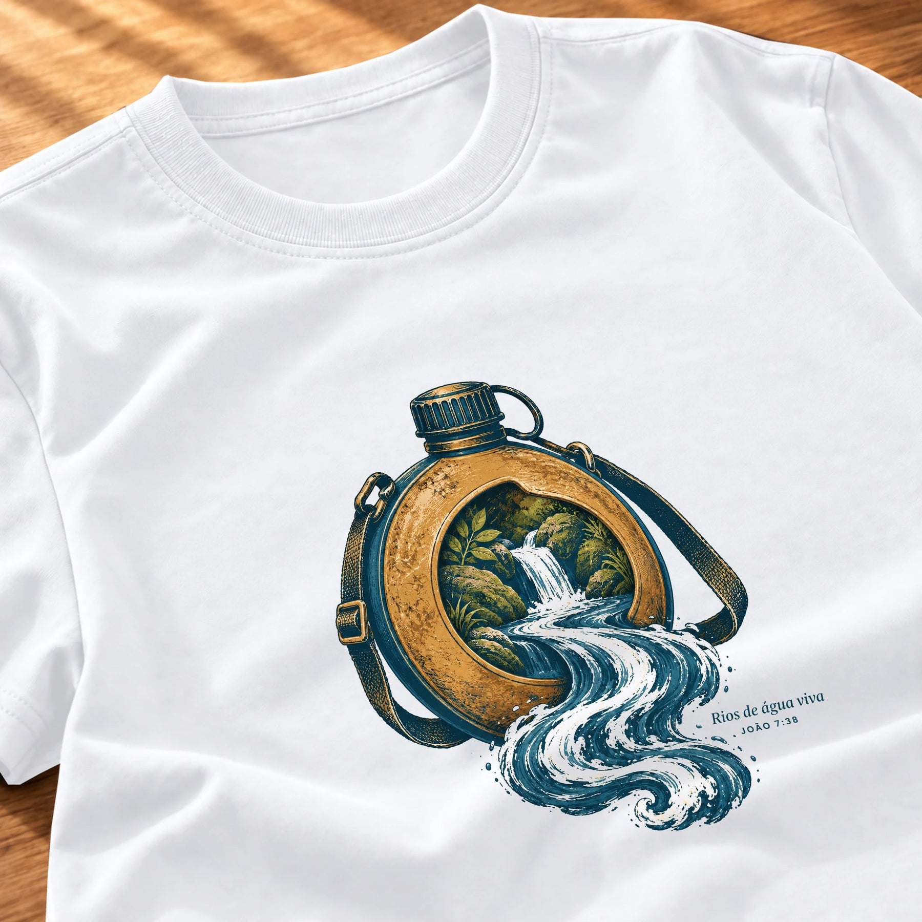 Camiseta Feminina Branca Rios de água viva