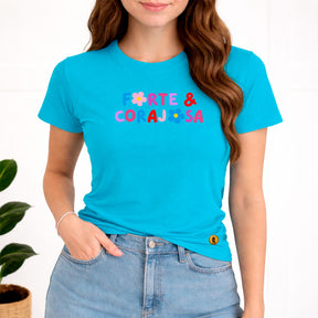 Camiseta Feminina Turquesa Forte & Corajosa