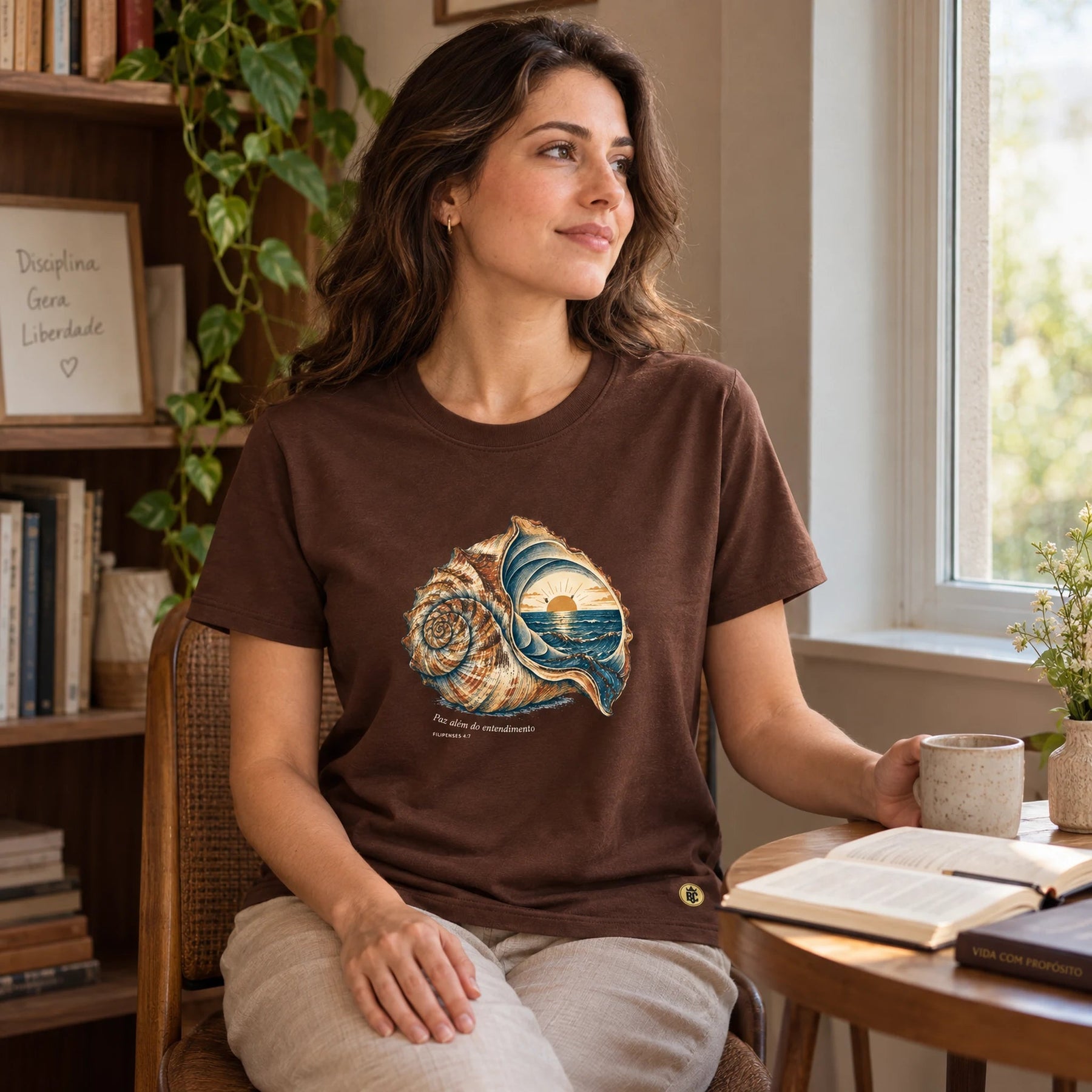 Camiseta Feminina Marrom Paz além do entendimento