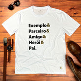 Camiseta Masculina Branca Exemplo E Parceiro E Pai