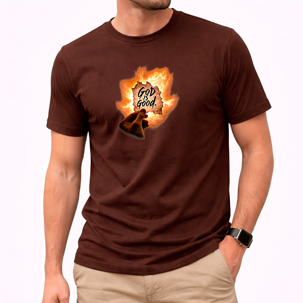 Camiseta Masculina Marrom Good is Good Fogo